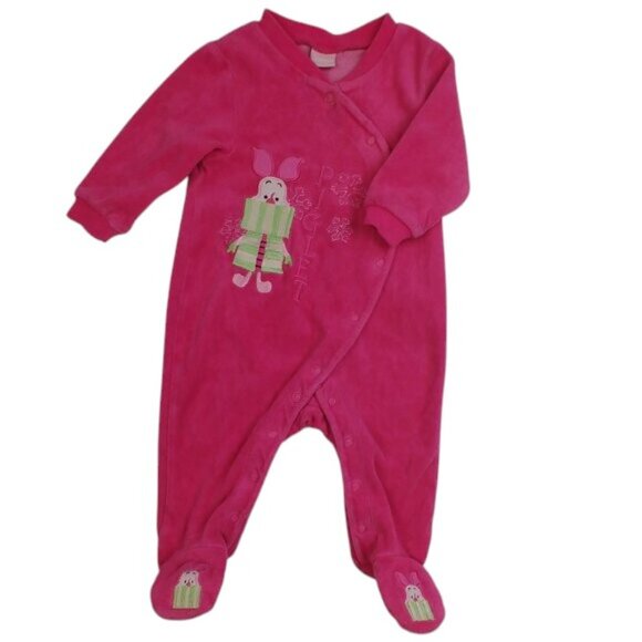 Disney Baby Piglet Holiday Velour Embroidered Snap-Up Footie size 0-3 Months - Picture 8 of 8
